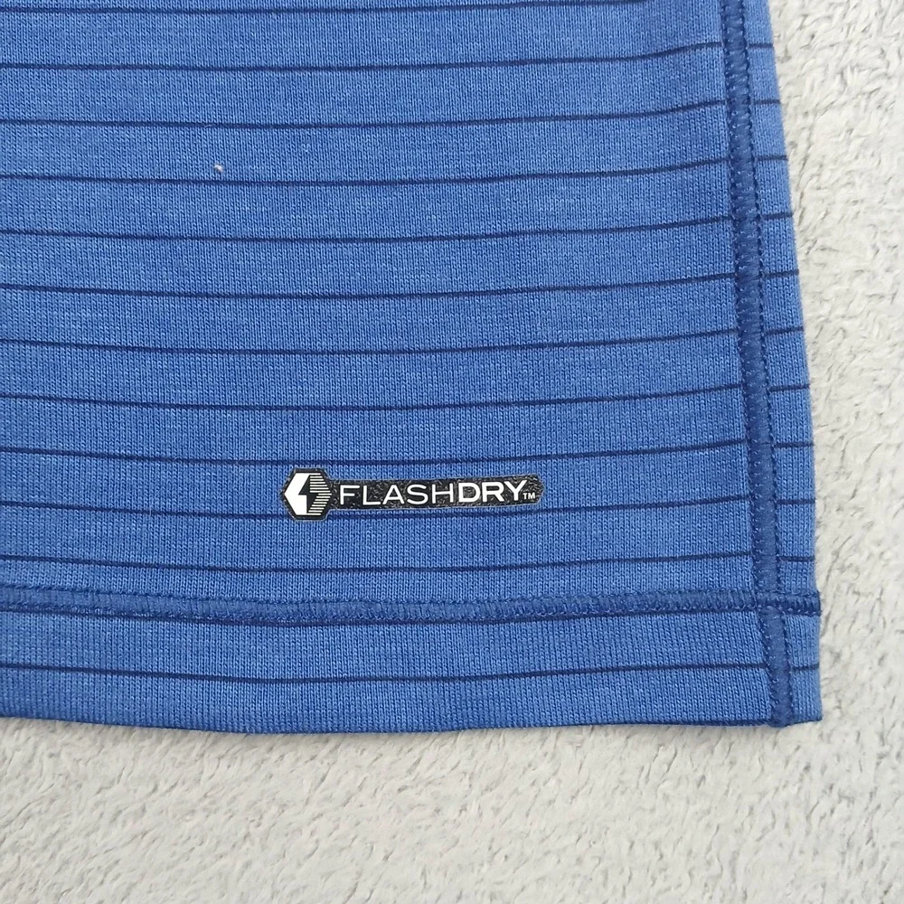 The North Face Shirt Mens Large Blue Striped FlashDry Hiking Active Short Sleeve